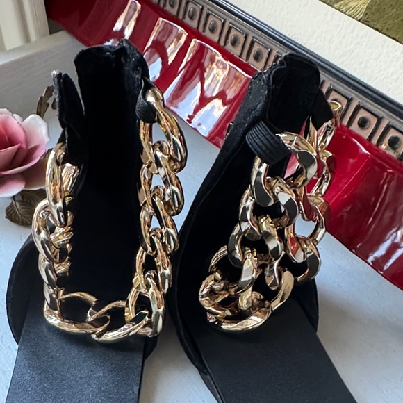 INC International Concepts Black Sandals with Gold Accents - Picture 2 of 4